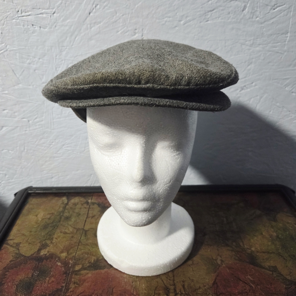 Vintage 50s Gray Wool Newsboy Cap - Made In USA - Large